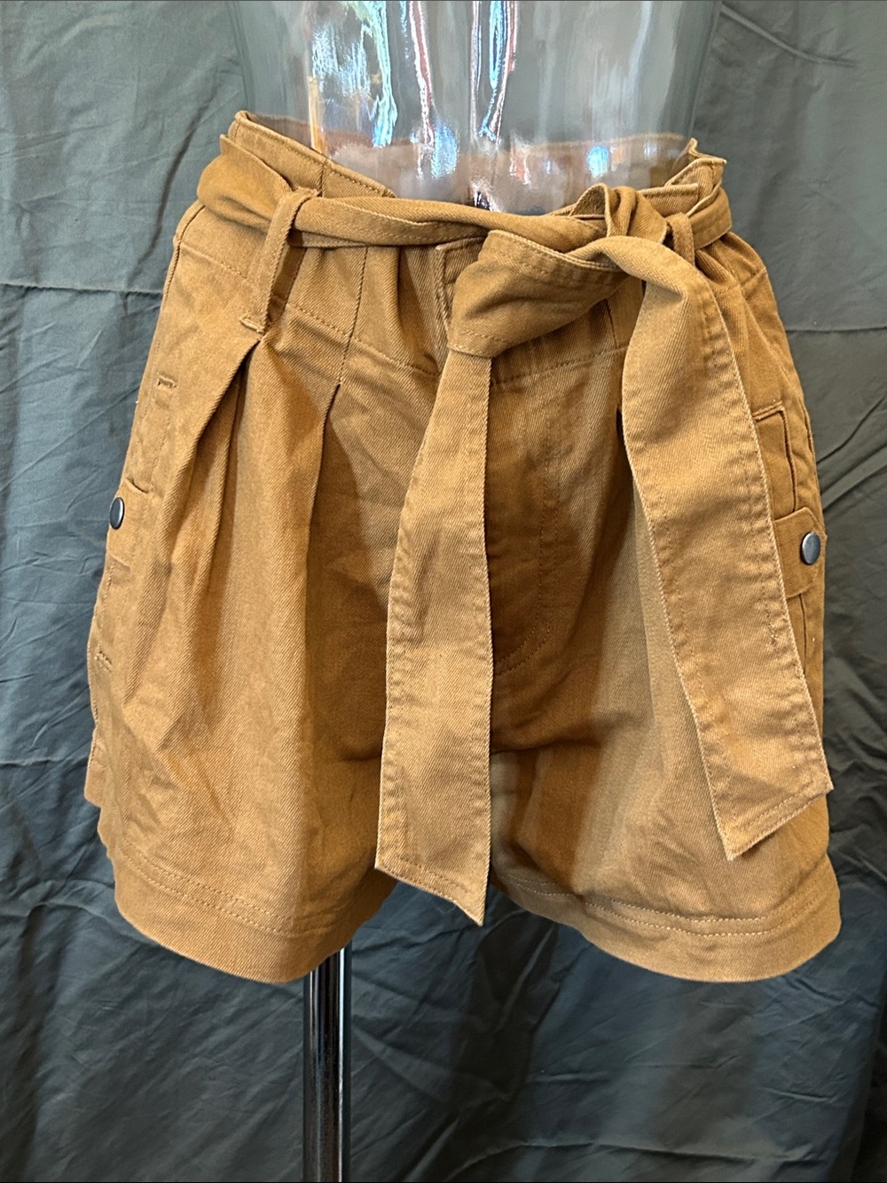 Forever 21 Paperbag Waist Tie-Front Shorts - Brown